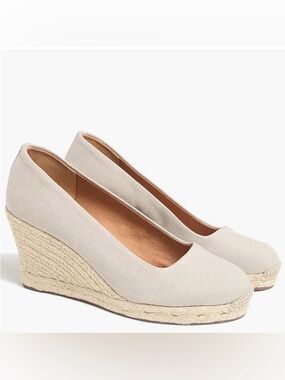 J.Crew Factory canvas espadrille wedges in flax Size 9